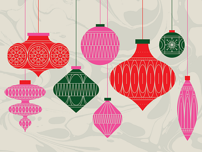 Ornaments color design graphic hand drawn holiday illustration line art vector