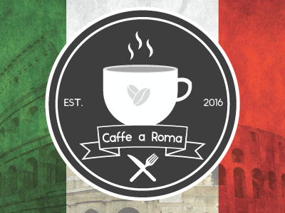 Coffee in Rome coffee graphic design green grey italy logo logo design red rome