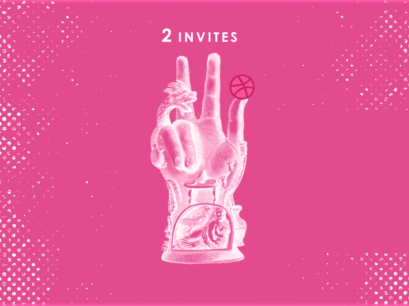 2 dribbble Invites dribbble engraving hand invitation invites texture