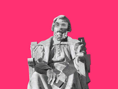 Hunteet - Miguel Servet collage estatue miguel servet mobile animation mobile app motion graphic paraninfo