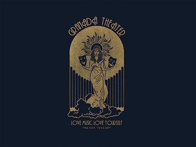 Film Goddess T-shirt Design art deco art nouveau dallas film granada theater live music t shirt texas theater vintage