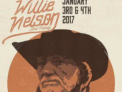 Willie Nelson Concert Poster concert concert poster gig poster hand lettering limited edition poster print screenprint willie willie nelson willie nelson and family
