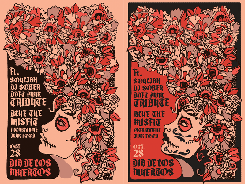 Dia de los Muertos Poster live music concert poster sugar skull day of the dead dia de los muertos illustrated poster illustration