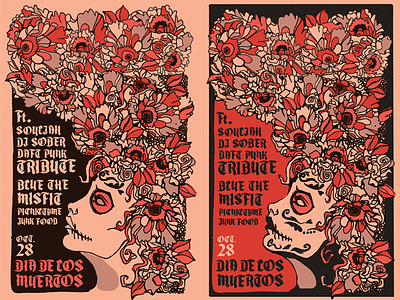 Dia de los Muertos Poster concert poster day of the dead dia de los muertos illustrated poster illustration live music sugar skull