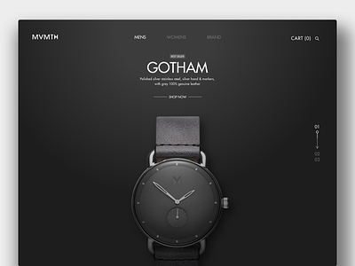 MVMT Gotham Watch branding brandon surya clock commerce ecommerce gotham landing page mvmt product redesign ui ui design ux watch watches web web design website