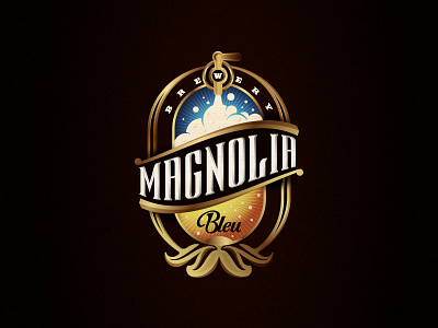 Emblem logo for a draft beer company badge beer beer emblem bleu emblem gold logo magnolia