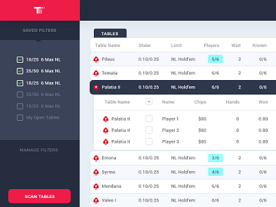 App design for a poker tracking software