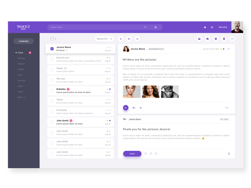 Yahoo Mail Redesign By Brendox On Dribbble