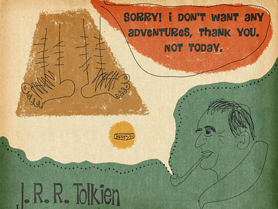 J. R. R. Tolkien portrait digital illustration digital portrait drawing fantasy illustration lord of the rings mid century portrait procreate the hobbit tolkien