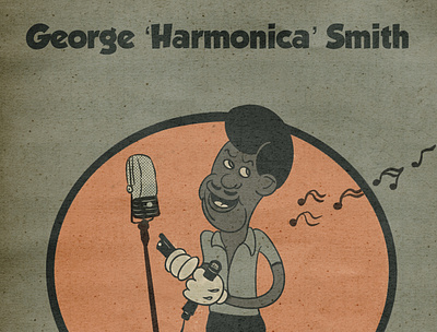 George ‘Harmonica’ Smith blues digital illustration digital portrait drawing illustration music portrait procreate rubber hose