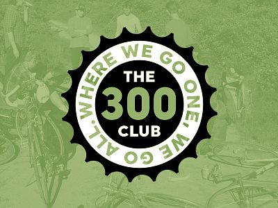 The 300 Club badge green lockup logo pin sprocket typography