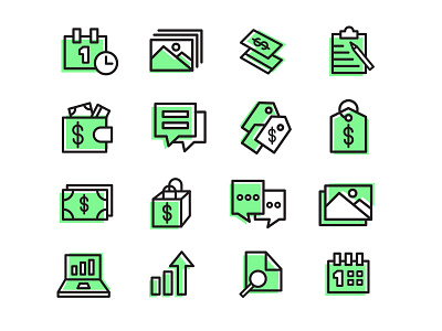 Marketing Icon Set arrow calendar card chat icon iconography marketing money photo shopping