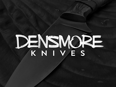 Densmore Knives branding brush calligraphy custom hand style knives lettering lock up logo mock