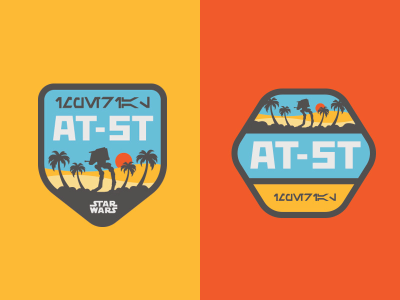 Star Wars Rogue One Licensing Art, 2015 at-st starwars star wars rogue rogue one beach palm tree icon patch badge licensing licensing art