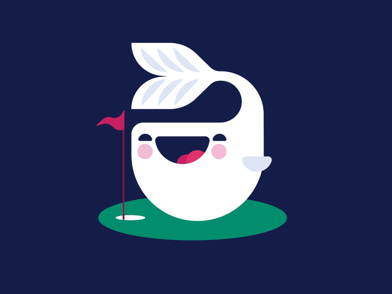 Cute Challenge: Whale playing golf. drawing illustration adorable cute flag mini golf golf fish whale