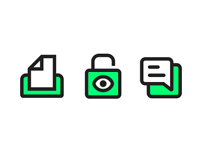 Iconography Style Pitch 5.7.17 chat communication eye icon iconography lime lock paper printer