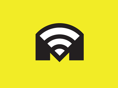 M Wifi icon internet logo m networking provider service type wifi yellow