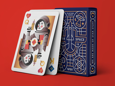 Outer Space Deck of Cards astronaut astronomy cards deck of cards design gun illustraion illustration moon orbit rocket space spaceship stars typography