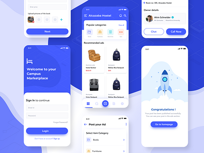 CampMart app campus design flat icon illustration login market minimal signup ui ux