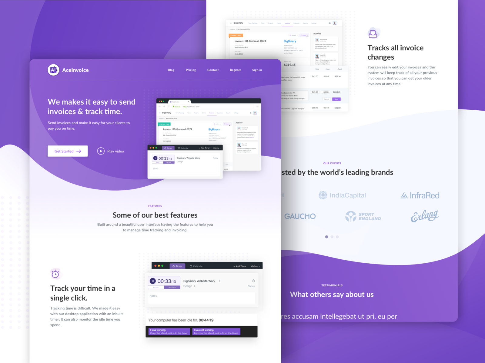 AceInvoice_Landing page by Athul Prakash for BigBinary on Dribbble