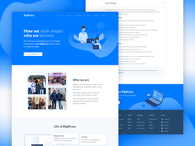 BigBinary career page design attractions bigbinary branding careers page creative design flat icon illustration join our team logo minimal typography ui ux vector web website