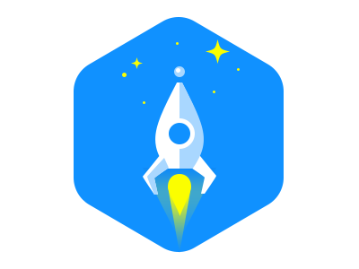 Rocket Icon bright clean flat icon logo minimal simple ui ux vibrant worryfreelabs