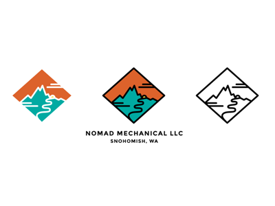 Nomad Mechanical Logo branding flat logo mechanical mountains nomadic