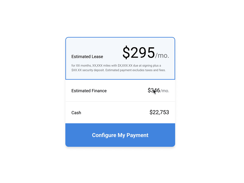 Payment Type Selection animation design typography ui ux website