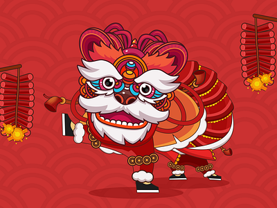 Chinese lion dance china chinese chinese new year design happynewyear illustration lion liondance