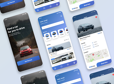 Car Rental Clean Mobile App UI Design app app design app ui car app car rent car rental design graphic design mobile app ui ux vector