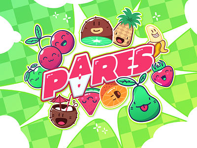 Pares (Pairs) card character design fruit game illustration logo typography vector