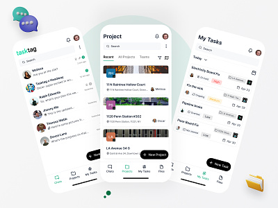 Tasktag - Managing projects is as simple as sending a text chat interface enterprise file management headway interface interfaces ixd mobile app mobile ui product design project management task management tasktag ui ux