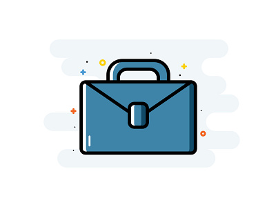 Briefcase bag blue briefcase grafiesto icon iconography illustration office office bag vector