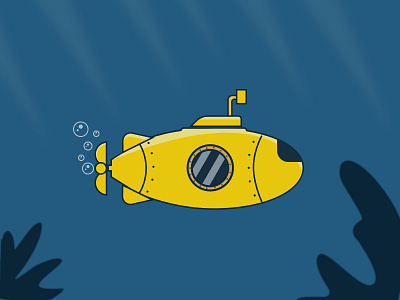 Submarine grafiesto illlustration ride submarine sunrays underwater vector water yellow