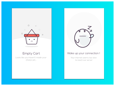 Free space cards app screen cards cart connection empty cart no connection screens ui ux