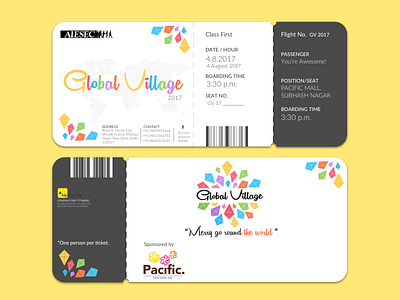 Global Village 2017 Pass 2017 aiesec boarding boarding pass global global village pass ticket tickets ui ux