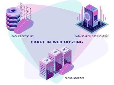 Craft In Web Hosting cloud storage craft data processing data search design illustration playoff siteground sketch taran vector web hosting