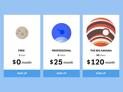 Daily UI #030 dailyui jupiter mercury neptune planets pricing