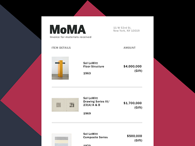 Daily UI #046 dailyui invoice moma