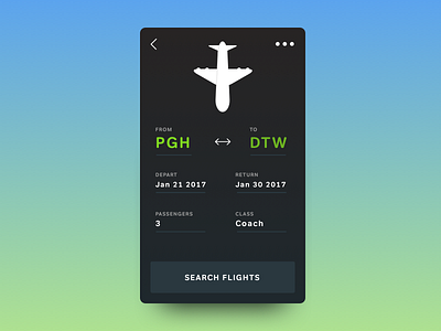 Daily UI #68 dailyui flight search