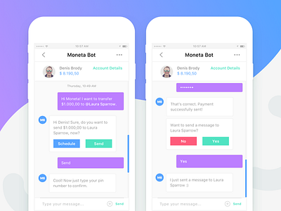 Moneta Bot - Mobile Application android app artificial intelligence bank bot bot chatbot conversational ui finance app finance bot ios messaging mobile app