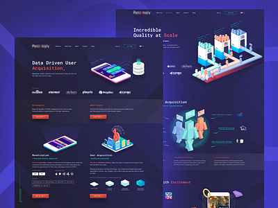 Mobile and In-Game Advertising Website advertiser advertising animation data gaming in game isometric illustration mobile ad mobile performance neon