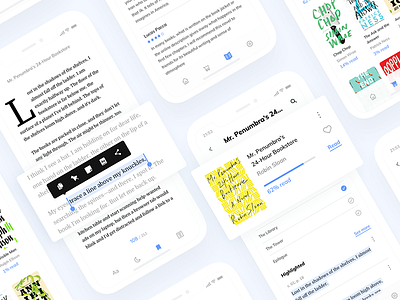 Reading App app blue book clean layout read reading text typography ui