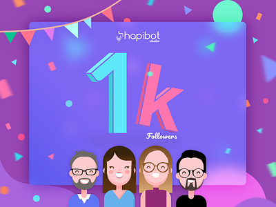 1000 Followers! Thank you! 1000 1k avatars celebration colorful curves design followers gradient happy illustration party studio team ui ux vector