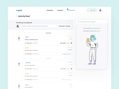 Cryptocurrency Marketplace - Activity Feed
