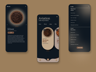 Aviation Coffee Mobile Order App branding case study coffee coffee shop design logo product design ui vector web design