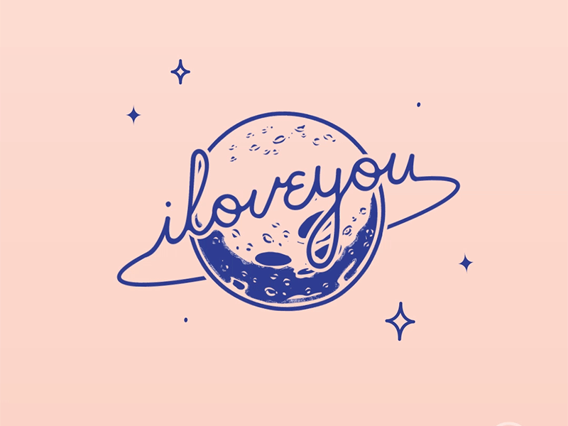 To the Moon and Back animation cursive cute design i love you illustration love monoline moon typography valentines day