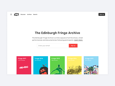 Edinburgh Fringe Archive – Desktop Prototype design graphic design product design prototype ui user experience ux web app