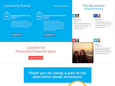 Homepage Grid blue calendar clean flat responsive simple social stroke website white
