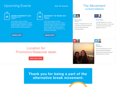 Homepage Grid blue calendar clean flat responsive simple social stroke website white